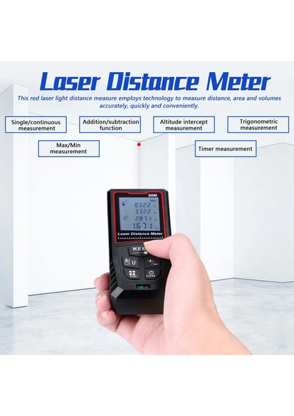 50M 50M 70M 100M 120M Lazer Mesafe Ölçer Kırmızı Işık El LCD Ekran Dijital Yüksek Doğruluk Ölçüm Uzaklık Ölçer Mesafe Ölçer (Yurt Dışından) modelleri