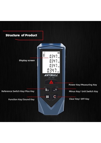 50M Artbull Lazer Mesafe Ölçer 100M 70M 50M Kızılötesi Telemetre Dijital Şerit Metre Lazer Metre (Yurt Dışından) fırsatları