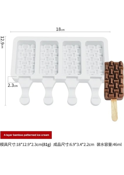 4 Bambu Desenli Dondurma Kalıpları Silikon Dıy Ev Yapımı Dondurucu Meyve Çikolata Kalıp Formu Popsicle Kalıp Magnum Kek Kalıbı Dondurma Yapma Makinesi (Yurt Dışından)