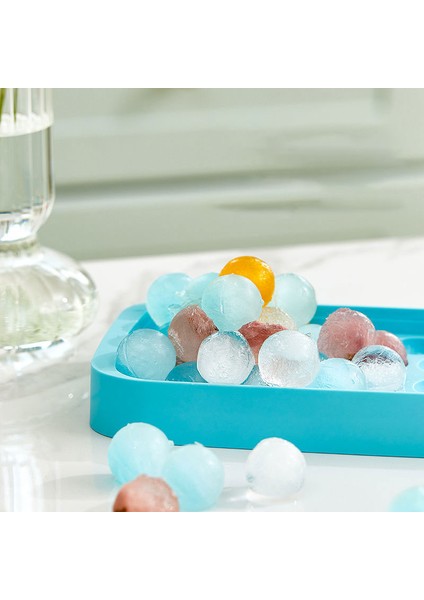 Sadece Ice Cube Tepsi C Pres Tipi Saklama Kutulu Yuvarlak Buz Küpü Tepsisi Hızlı Kalıptan Çıkarma Buz Küpü Kalıpları Bar Parti Mutfak Kare Konteyner Soğuk Içecek Seti (Yurt Dışından)