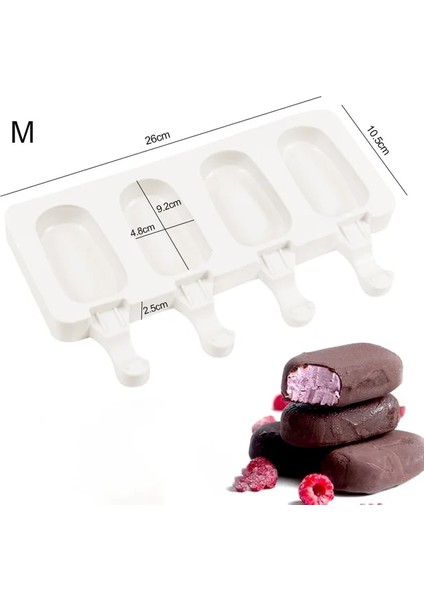 M Dondurma Kalıp Buzlu Lolly Kalıp Silikon Dondurma Kalıp 4/8-Cavity Kek Pop Kalıpları Pişirme Kalıpları (Yurt Dışından)