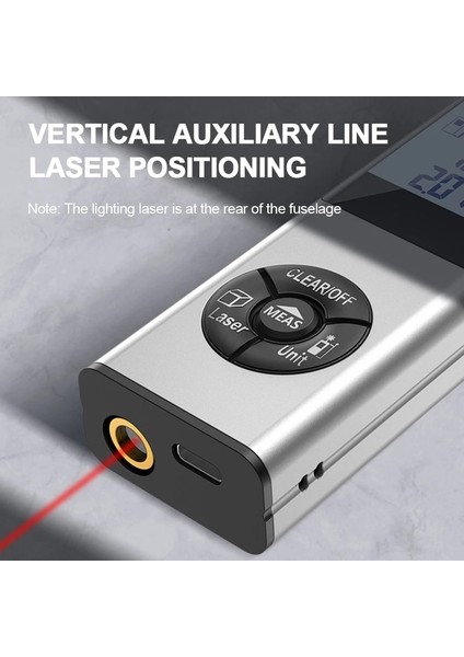 Gümüş Grisi 40M 40/60M Lazer Uzaklık Ölçer Taşınabilir USB Şarj Cihazı Yüksek Hassasiyetli Ölçüm El Lazeri Dijital Uzaklık Ölçer Inşaat Araçları (Yurt Dışından)