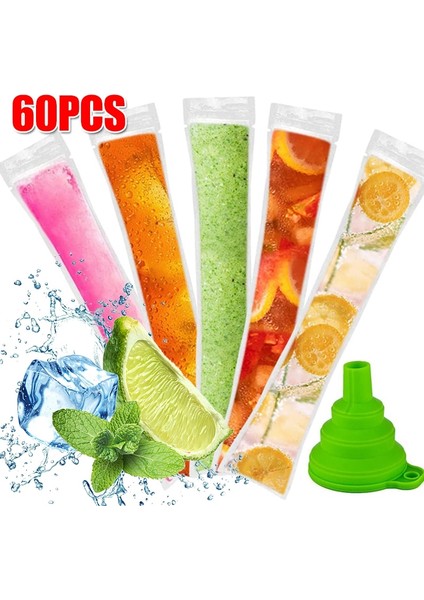 Şeffaf Tek Kullanımlık Popsicle Çantaları Buz Yapma Donma Makinesi Kendinden Mühürlü Buz Torbaları Yaz Dıy Içme Mutfak Buz Küpü Kalıpları Için Huni ile (Yurt Dışından)