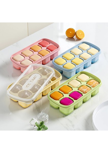 Yeşil Dondurulmuş Buz Küpü Artefakt Buz Yapma Kalıp Silikon Buz Kalıbı Kapaklı Viski Topu Popsicle Ice Cubetray Kutusu Mutfak Aksesuarları (Yurt Dışından)
