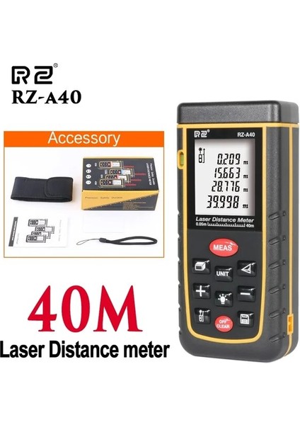 RZ-A40 40M Sndway Lazer Mesafe Ölçer Dijital Lazer Mesafe Bulucu Eğim Fonksiyonu Elektronik Bant Mesafe Cetveli Sensörü Lazer Mesafe Ölçer (Yurt Dışından)