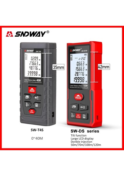 RZ-A40 40M Sndway Lazer Mesafe Ölçer Dijital Lazer Mesafe Bulucu Eğim Fonksiyonu Elektronik Bant Mesafe Cetveli Sensörü Lazer Mesafe Ölçer (Yurt Dışından)
