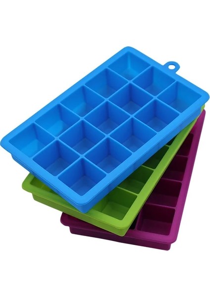 Skybluewith Kapak 15 Izgara Gıda Sınıfı Silikon Kare Şekli Buz Küpü Kalıp Gıda Sınıfı Bar Mutfak Aksesuarları Meyve Buz Küpü Makinesi Buz Tepsisi (Yurt Dışından) indirimleri