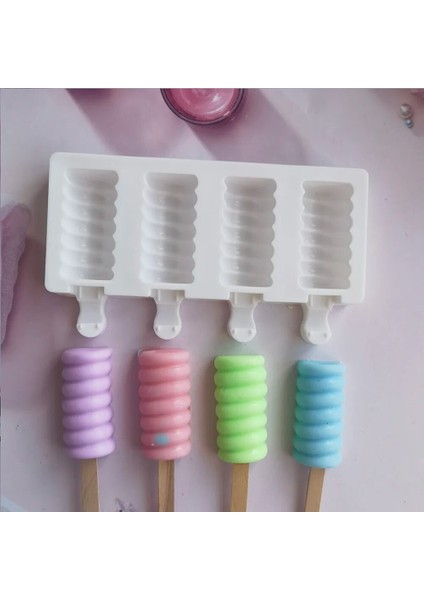 Beyaz Dondurma Kalıp Silikon Buz Kalıp Popsicle Buz Küpü Pop Kalıp Dıy Şeker Puding Kek Aksesuarları Yapma Pişirme Araçları (Yurt Dışından) modelleri