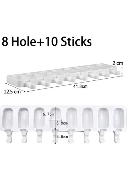 L 4/8 Delik Dondurma Silikon Kalıp Tatlı Dondurucu Meyve Dondurma Makinesi Kalıp Dıy Ev Yapımı Dondurma Kalıp Sopa ile (Yurt Dışından)