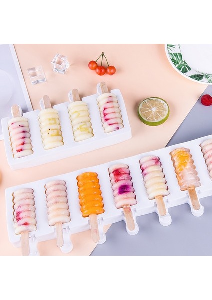 100 Adet Sopa Silikon Dondurma Kalıp 4 Delik Popsicle Küp Makinesi Kalıp Çikolata Tepsisi Mutfak Alet Yemek Bar Ev Bahçe Pişirme Araçları (Yurt Dışından)