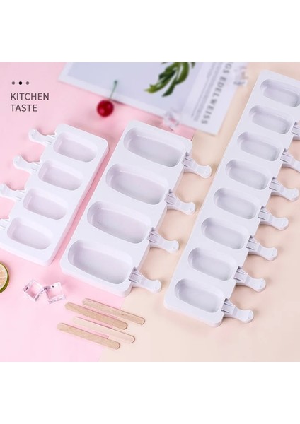 100 Adet Sopa Silikon Dondurma Kalıp 4 Delik Popsicle Küp Makinesi Kalıp Çikolata Tepsisi Mutfak Alet Yemek Bar Ev Bahçe Pişirme Araçları (Yurt Dışından)