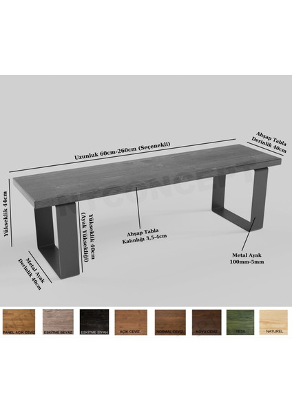 Enli Tabla Masif Ağaç BANK/CEVIZ/260 Cm/