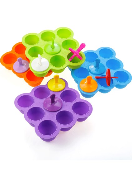 9 Delik - Mor Silikon Dünyası 9/7 Delik Dıy Dondurma Pops Silikon Kalıp Popsicles Kalıpları Çocuk Meyve Sarsıntı Ev Mutfak Aksesuarları Araçları (Yurt Dışından) modelleri