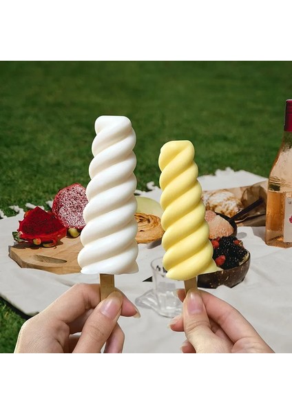 Carambola-Beyaz 6-Even Spiral Dondurma Silikon Kalıp Ev Yapımı Çocuk Buzlu Şeker Yapma Makinesi Gıda Sınıfı Yaz Dondurma Tatlı Jöle Buz Kalıbı (Yurt Dışından)