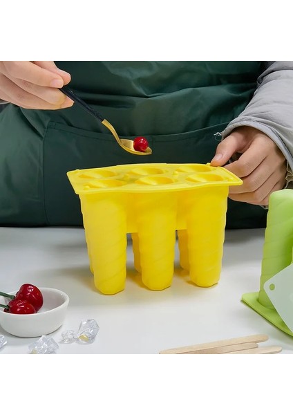 Carambola-Beyaz 6-Even Spiral Dondurma Silikon Kalıp Ev Yapımı Çocuk Buzlu Şeker Yapma Makinesi Gıda Sınıfı Yaz Dondurma Tatlı Jöle Buz Kalıbı (Yurt Dışından)