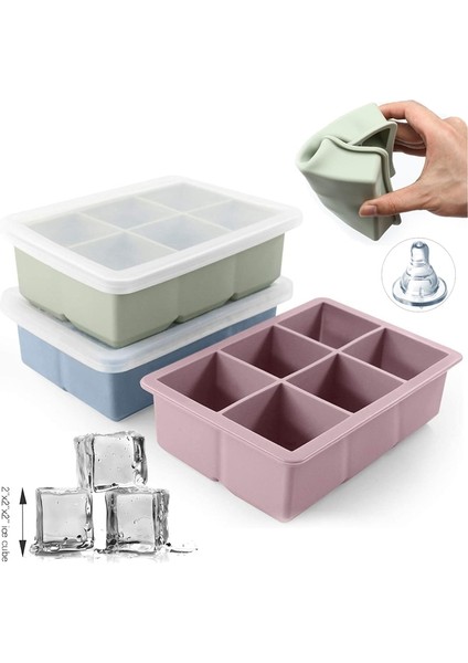 Yeşil 15 Izgara Kapaksız Buz Küpü Kalıp Silikon Kare Şekli 2 Inç Büyük Boy Buz Küpü Tepsi Bpa Ücretsiz Istiflenebilir Esnek Güvenli Büyük Buz Küpü Kalıp Mutfak (Yurt Dışından)