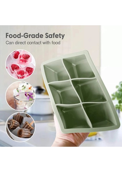Yeşil 15 Izgara Kapaksız Buz Küpü Kalıp Silikon Kare Şekli 2 Inç Büyük Boy Buz Küpü Tepsi Bpa Ücretsiz Istiflenebilir Esnek Güvenli Büyük Buz Küpü Kalıp Mutfak (Yurt Dışından) fırsatları