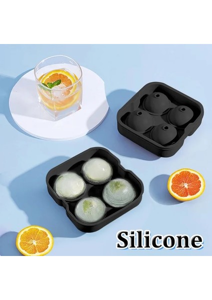 01 Yumuşak Buz Topu Makinesi Büyük Küre Kalıp Silikon Tepsiler Viski Buz Topu Kalıp Küre Yuvarlak Siyah Kalıp Bar Aksesuarları (Yurt Dışından)