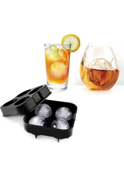 01 Yumuşak Buz Topu Makinesi Büyük Küre Kalıp Silikon Tepsiler Viski Buz Topu Kalıp Küre Yuvarlak Siyah Kalıp Bar Aksesuarları (Yurt Dışından) fiyatları