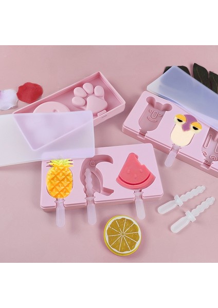 50PCS-AHŞAP Kaplı Dondurma Silikon Kalıp Karikatür Dondurma Popsicle Silikon Öğütücü Dıy Popsicle Kalıp Buz Küpü Makinesi Renk Rastgele (Yurt Dışından) modelleri