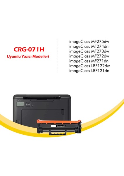 Canon CRG-071H Siyah Muadil Toner Çipsiz fiyatları