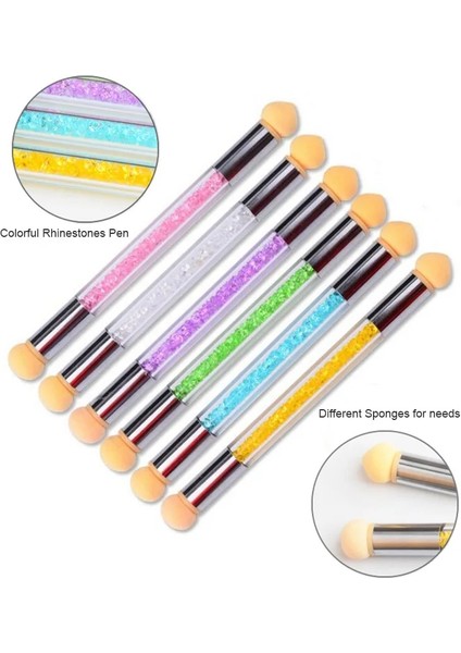 Sarı 2 Sünger ile 1 Adet Nail Art Dekorasyon Kademeli Allık Boyama Kalem Fototerapi Çift Başlı Degrade Fırçalar Kolu Sünger Tırnak Sanat Araçları H0993 (Yurt Dışından)