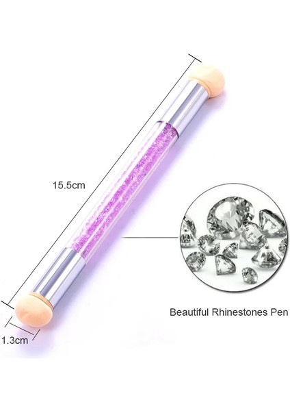 Sarı 2 Sünger ile 1 Adet Nail Art Dekorasyon Kademeli Allık Boyama Kalem Fototerapi Çift Başlı Degrade Fırçalar Kolu Sünger Tırnak Sanat Araçları H0993 (Yurt Dışından)