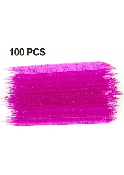 Gül Kırmızı 100 Adet 100 Adet/paket Yeniden Kullanılabilir Kristal Sopa Çift Uçlu Nail Art Tırnak Eti Itici Akrilik Süsleyen Temiz Tırnak Sopa Lehçe Manikür Araçları (Yurt Dışından)