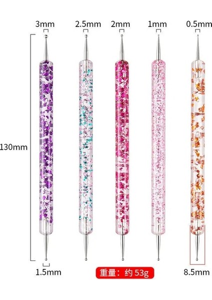 1 2 Yollu Süsleyen Kalem Aracı Nail Art Ucu Çok Renkli Süsleyen Aracı Set Nokta Boya Manikür Seti Kabartma Desen Kil Şekillendirici (Yurt Dışından)
