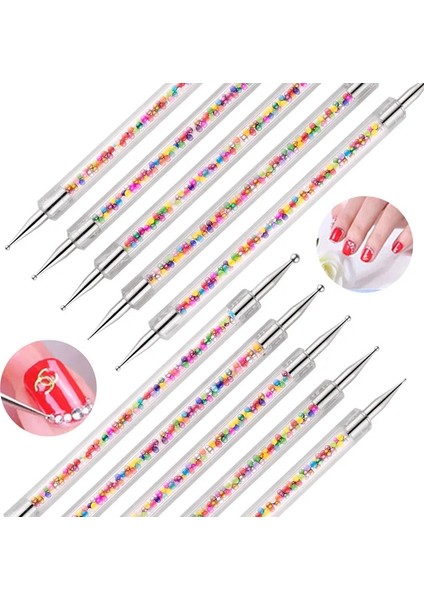 1 2 Yollu Süsleyen Kalem Aracı Nail Art Ucu Çok Renkli Süsleyen Aracı Set Nokta Boya Manikür Seti Kabartma Desen Kil Şekillendirici (Yurt Dışından) indirimleri
