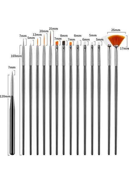 Gri 15 Adet Çivi Resim Fırçası Kalem 3D Ipuçları Desen Fototerapi Akrilik Uv Jel Uzatma Oluşturucu Kaplama Boyama Kalem Dıy Manikür Araçları (Yurt Dışından) fırsatları