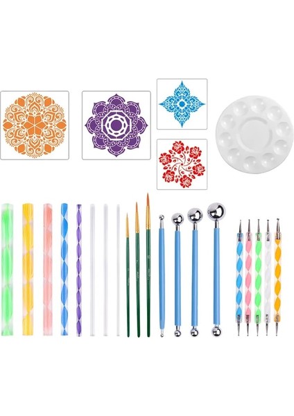 25 Adet Yeni Stil 25 Pcs Mandala Boyama Süsleyen Araçları Süsleyen Çubuklar ile Topu Stylus Kalem Stencil Boya Tepsisi Fırçalar Tırnak Kaya Kumaş Duvar Sanatı (Yurt Dışından)
