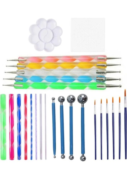 25 Adet Yeni Stil 25 Pcs Mandala Boyama Süsleyen Araçları Süsleyen Çubuklar ile Topu Stylus Kalem Stencil Boya Tepsisi Fırçalar Tırnak Kaya Kumaş Duvar Sanatı (Yurt Dışından) fiyatları