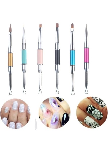 Açık Sarı Çok Fonksiyonlu Çift Salon Manikür Uzatma Jel Çift Kafa Tırnak Boyama Kalem Fırça (Yurt Dışından) modelleri