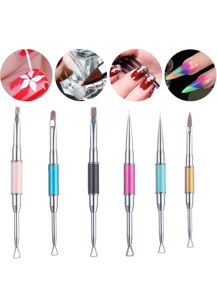 Açık Sarı Çok Fonksiyonlu Çift Salon Manikür Uzatma Jel Çift Kafa Tırnak Boyama Kalem Fırça (Yurt Dışından) fırsatları