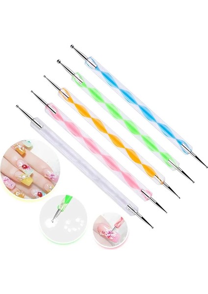 Set Başına 5 Adet 5 Adet 2 Yollu Nail Art Süsleyen Kalemler Boyama Çizim Ipuçları Taklidi Seçici Glitter Kalem Jel Lehçe Çiviler Nokta Fırça Manikür Seti (Yurt Dışından) modelleri