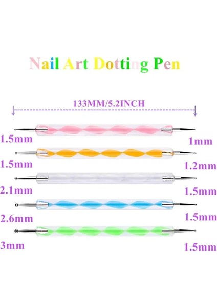 Set Başına 5 Adet 5 Adet 2 Yollu Nail Art Süsleyen Kalemler Boyama Çizim Ipuçları Taklidi Seçici Glitter Kalem Jel Lehçe Çiviler Nokta Fırça Manikür Seti (Yurt Dışından) indirimleri