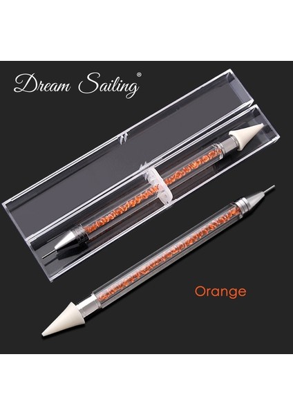 Turuncu Çift Uçlu Akrilik Nail Art Süsleyen Kalem Kristal Boncuk Kolu Elmas Toplama Boya Kalemi Dekorasyon Kalem Manikür Araçları Süsleyen Aracı (Yurt Dışından)