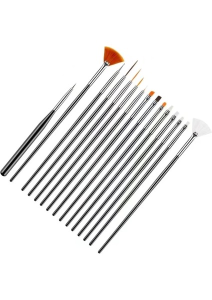 Siyah 15 Adet Çivi Resim Fırçası Kalem 3D Ipuçları Desen Fototerapi Akrilik Uv Jel Uzatma Oluşturucu Kaplama Boyama Kalem Dıy Manikür Araçları (Yurt Dışından)