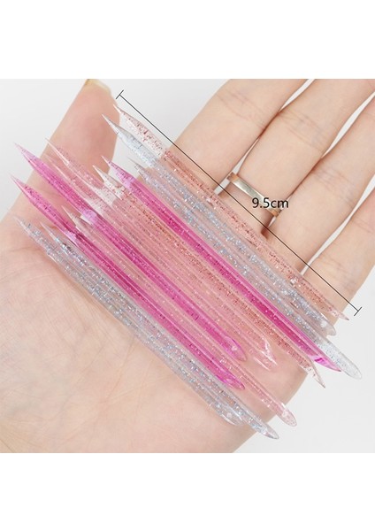 Pembe 100 Adet 100 Adet/paket Yeniden Kullanılabilir Kristal Sopa Çift Uçlu Nail Art Tırnak Eti Itici Akrilik Süsleyen Temiz Tırnak Sopa Lehçe Manikür Araçları (Yurt Dışından)