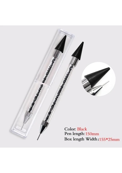 Siyah Çift Uçlu Nail Art Silikon Heykel Kalem 3D Oyma Dıy Glitter Toz Manikür Boyama Süsleyen Fırça Tırnak Ipuçları Aracı (Yurt Dışından)