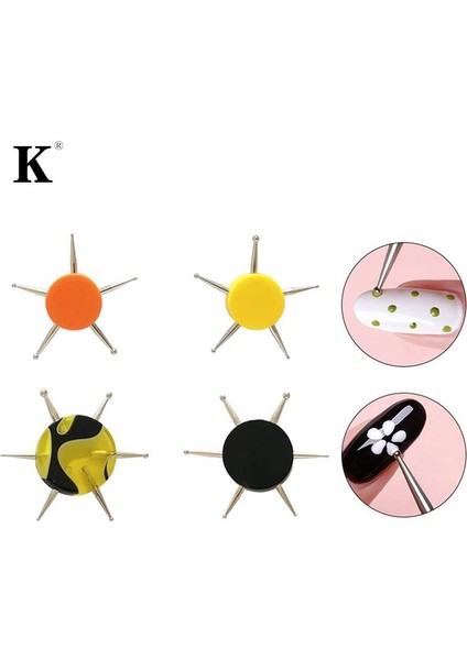 Turuncu 6 Kafa Nail Art Süsleyen Araçları Disk Tırnak Matkap Noktası Tırnak Araçları Nokta Boyama Araçları Tırnak Noktası Matkap Kalem (Yurt Dışından) modelleri