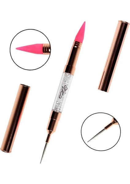 Gül Altın Bqan 1 Adet Çift Uçlu Balmumu Süsleyen Kalem Kalem Tırnak Sanat Rhinestones Kristal Elmas Boncuk Seçici Aracı Manikür Tırnak Fırçası (Yurt Dışından)