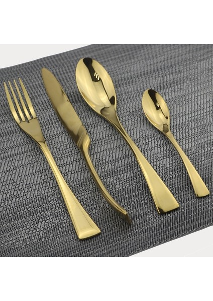 Altın 4 Adet/takım Gül Yemek Takımı Seti Paslanmaz Çelik Çatal Bıçak Kaşık Seti Sofra Bıçağı Çatal Çay Kaşığı Sofra Seti Ev Mutfak Gümüş Seti (Yurt Dışından)
