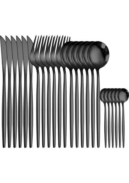 Çay Kaşığı Sofra Siyah Gümüş Çatal Bıçak Kaşık Seti 304 Paslanmaz Çelik Lüks Yemek Takımı Ev Çatal Kaşık Bıçak Mutfak Yemek Takımı Bırak Gemi (Yurt Dışından) modelleri