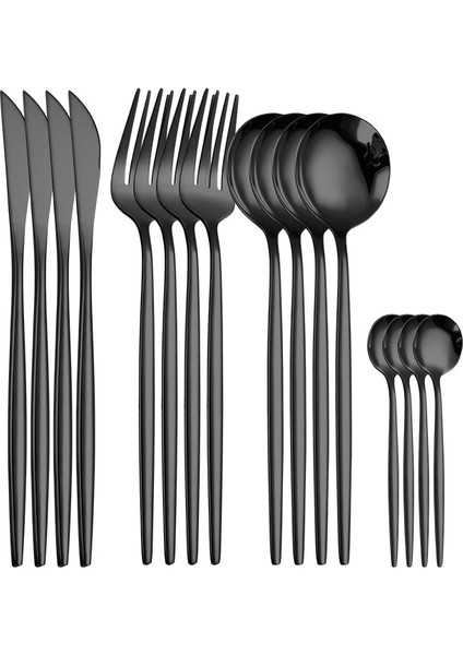 Çay Kaşığı Sofra Siyah Gümüş Çatal Bıçak Kaşık Seti 304 Paslanmaz Çelik Lüks Yemek Takımı Ev Çatal Kaşık Bıçak Mutfak Yemek Takımı Bırak Gemi (Yurt Dışından) fırsatları