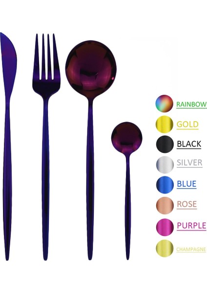 Altın Çay Kaşığı Yemek Takımı Seti Mor Sofra Yemek Takımı Paslanmaz Çelik Çatal Bıçak Kaşık Seti Bıçak Çatal Kahve Kaşığı Gümüş Seti Ev Sofra Takımı Seti (Yurt Dışından) fiyatları