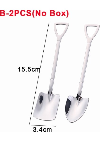 Gümüş Karışık (2 Adet) 4/1 Adet Kürek Kaşık Yaratıcı Paslanmaz Çelik Kahve Çay Kaşığı Dondurma Tatlı Karpuz Mutfak Sofra Çatal Bıçak Takımları (Yurt Dışından)