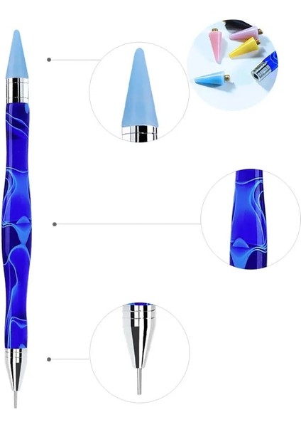 Mavi 1 Adet Çift Kafalı Kristal Kalem Toplama Rhinestones Taşlar Yapışkan Balmumu Kalem Dıy Araçları Tırnak Sanat Için Kumaş Elmas Seçici Boyama (Yurt Dışından) fiyatları
