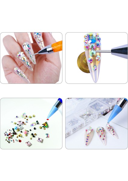 Mavi 1 Adet Çift Kafalı Kristal Kalem Toplama Rhinestones Taşlar Yapışkan Balmumu Kalem Dıy Araçları Tırnak Sanat Için Kumaş Elmas Seçici Boyama (Yurt Dışından) indirimleri